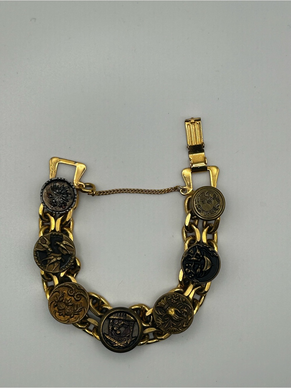 Vintage Gold-Tone Coin Link Bracelet -